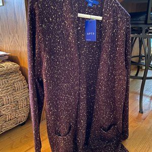 Apt 9 Long sweater in a beautiful maroon color with gold threads - size 1x